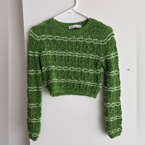 ZARA textured cropped knit sweater - Picture 3 of 6
